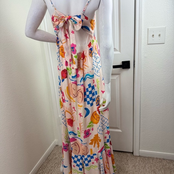 Paper Heart Womens Summer Maxi Dress Size Medium Sun Stars Floral Sexy Back. B19 - Picture 11 of 15
